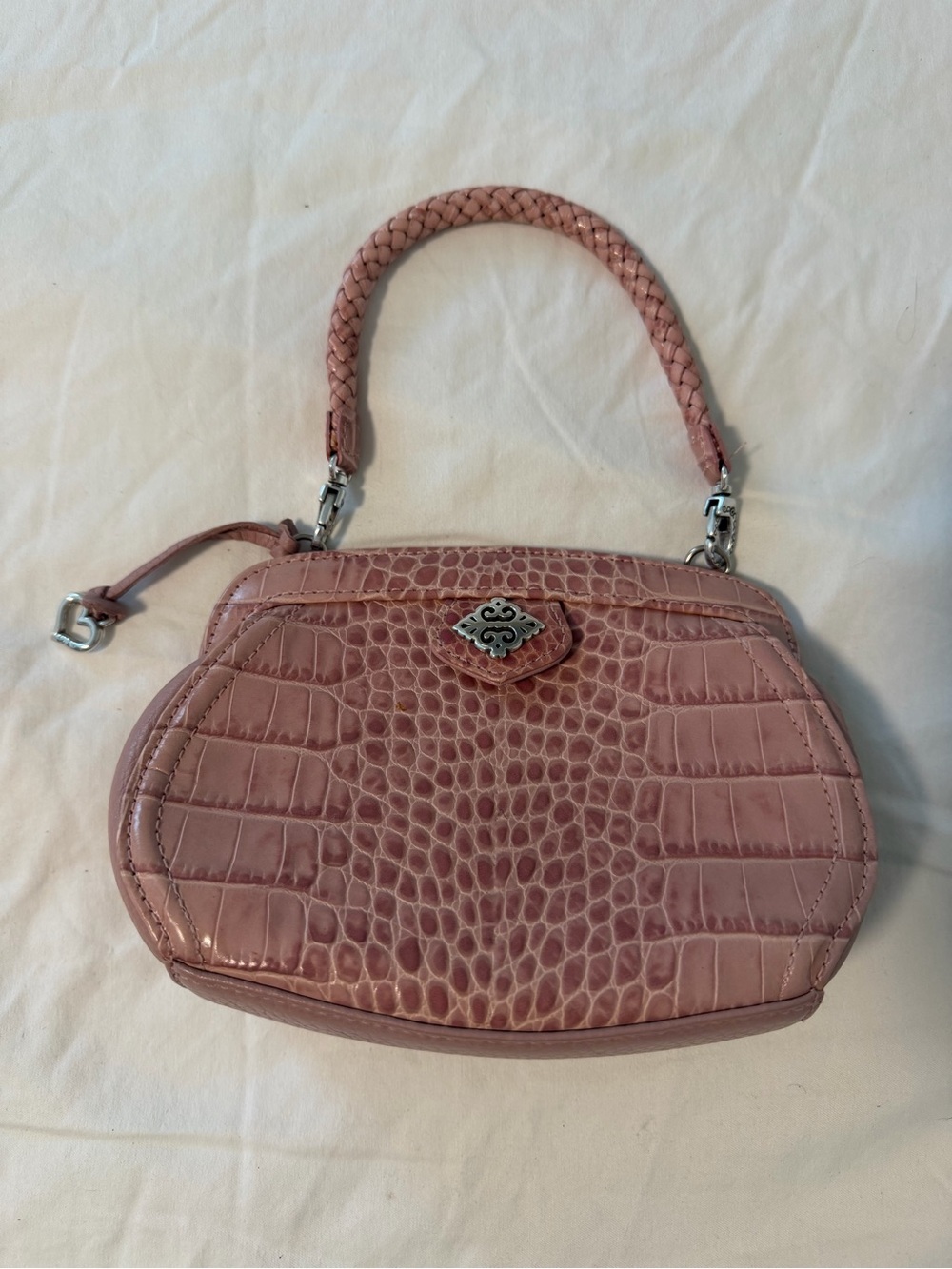 Brighton Pink Croc Embossed Mini Handbag